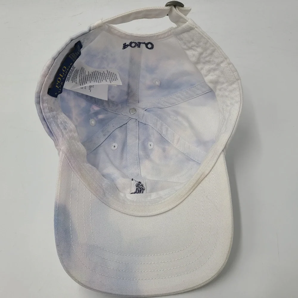 Youth Polo Ralph Lauren Hat Strapback White Blue Tie Dye Pony Logo Size 8-20 Boy